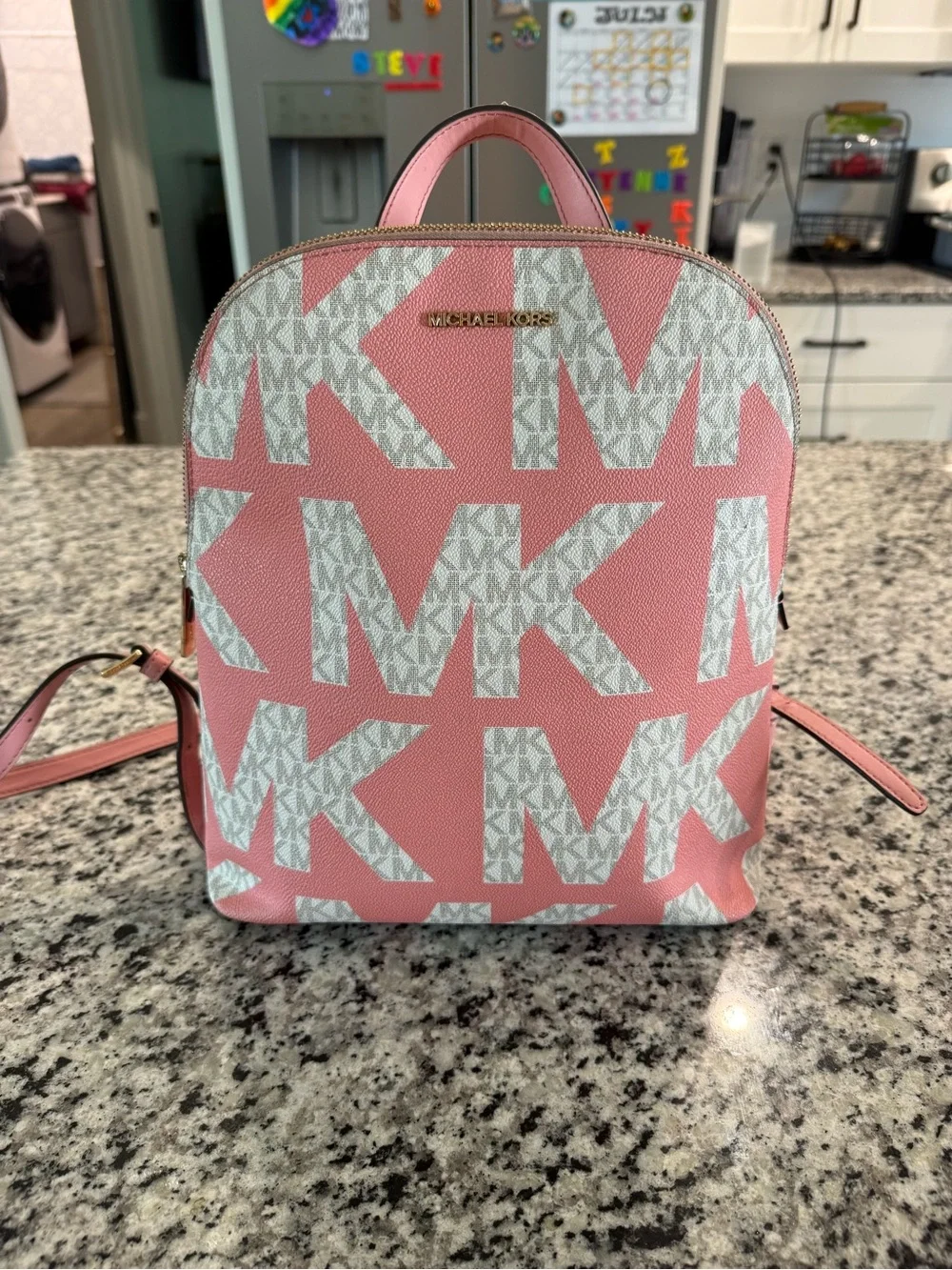 Michael Kors Pink MK Logo Small Backpack